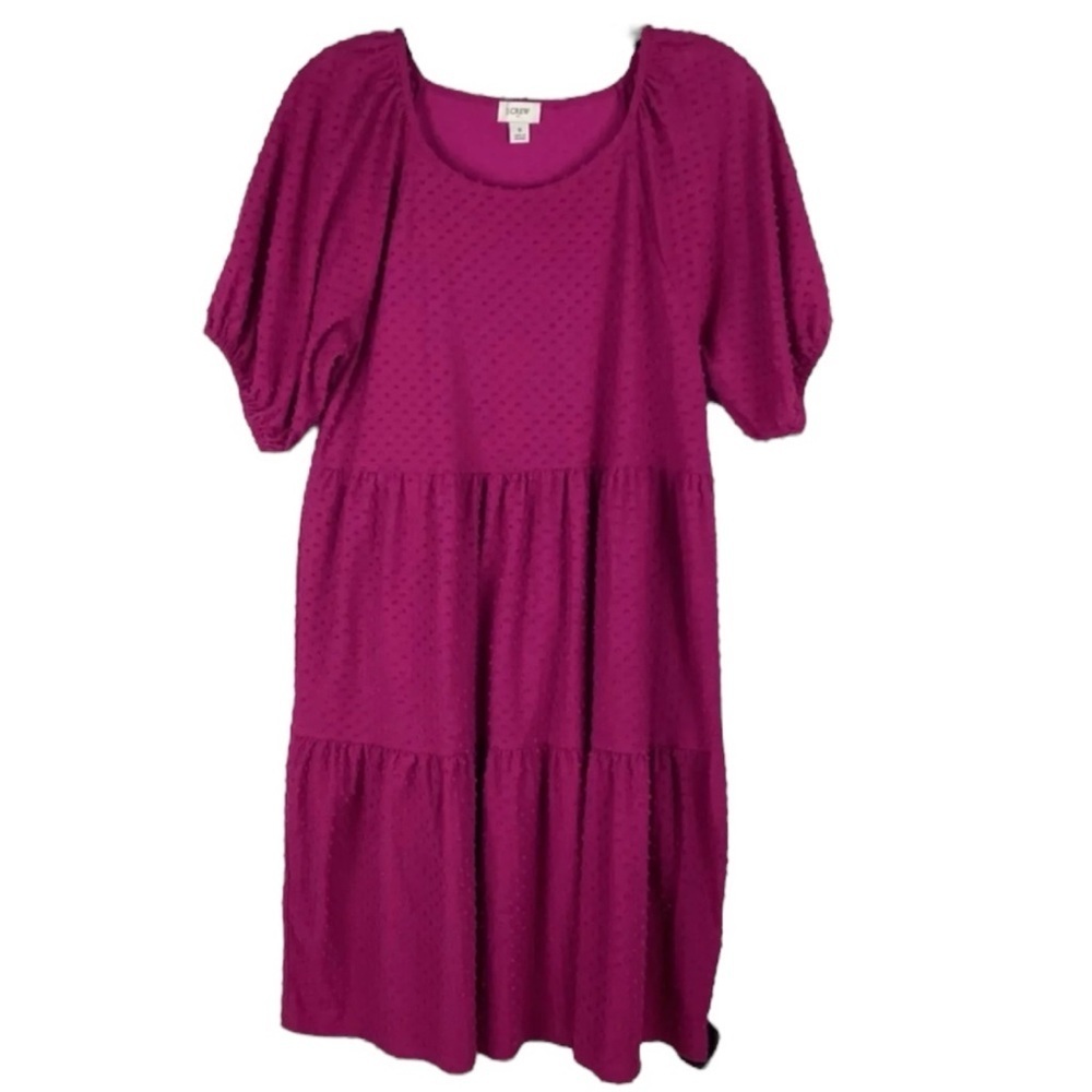 J.Crew Berry Babydoll Dress Size 2 Cottagecore Soft Feminine Tiered Mini - Picture 2 of 4